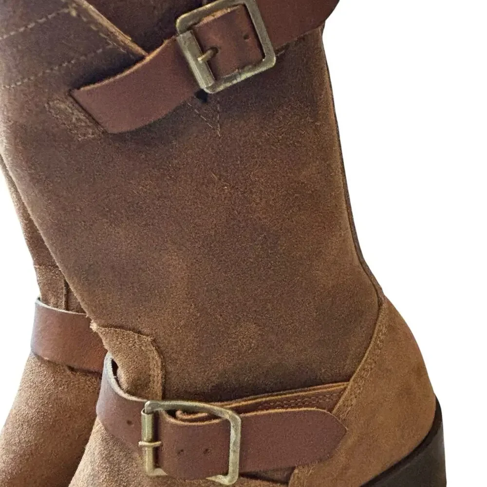 RRL Double RL Miller Engineer Boots Men's 7D Brown Roughout Suede Ralph Lauren